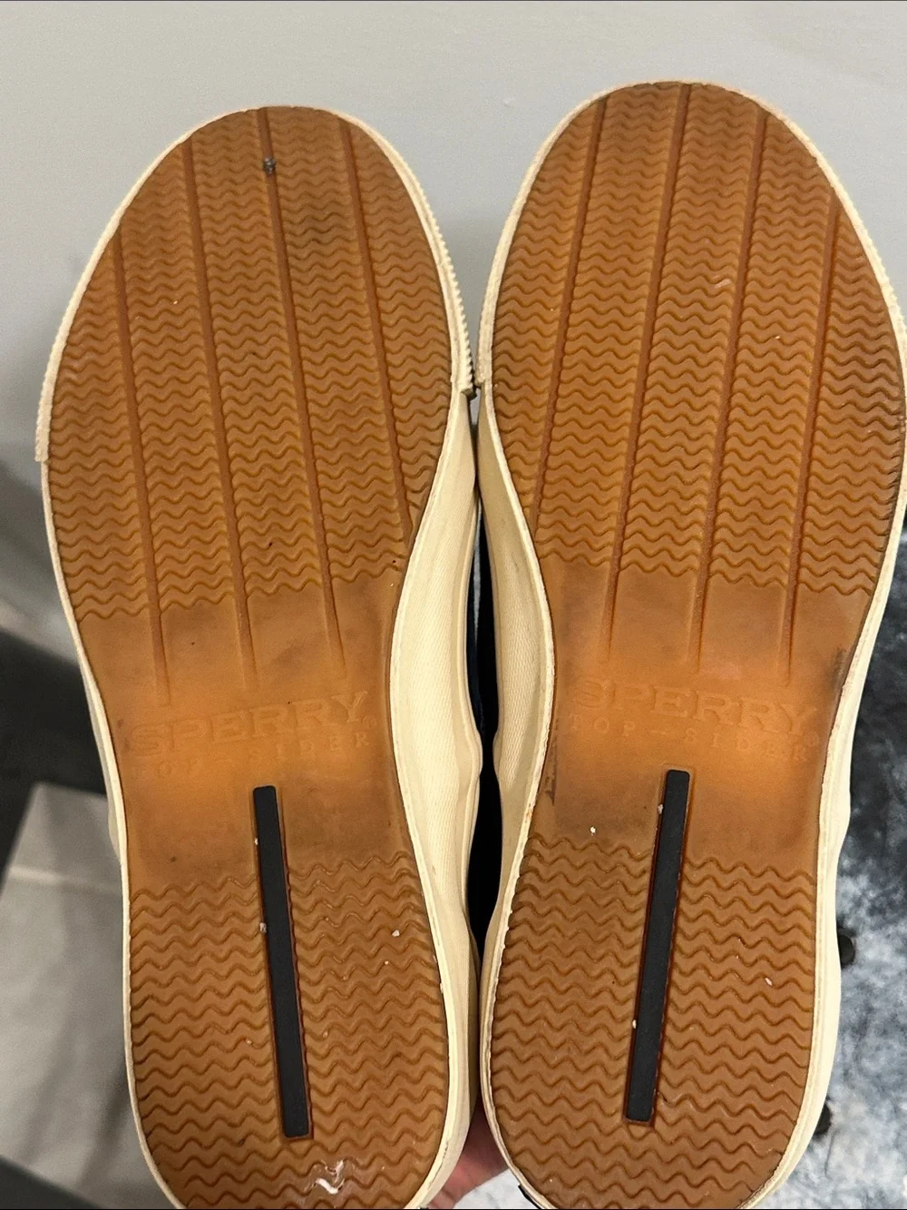 Sperry Navy Canvas Slip-On Loafers with Cream Sole 372